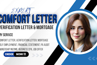 provide US CPA comfort mortgage income verification letter financial statement