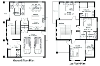 draft architectural floor plans, elevations and sections in autocad 2d