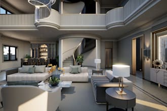 renew minima living room, master bedroom, sofa, cozy dining, archviz render, cgi