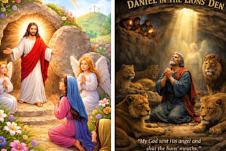 do easter storybook illustration, kids book art, greeting cards, and characters