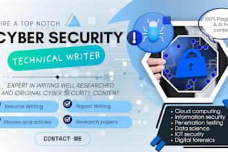 do cybersecurity and cloud computing resume, report writing, article and ebook