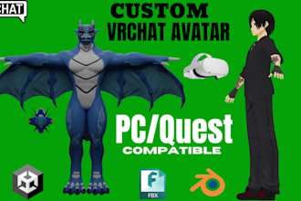 create a custom vrchat avatar  3d model  furry anime