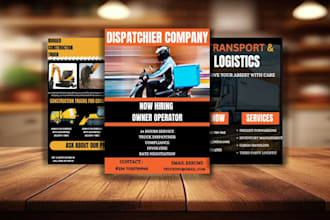 design trucking flyer, dispatch flyer, logistics,  freight broker flyer