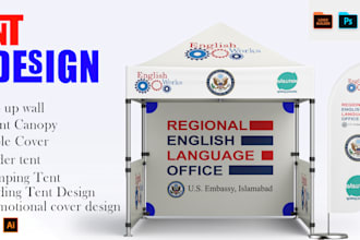 create tent design, table cover, flag