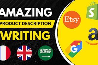 write product description that sell in french english arabic
