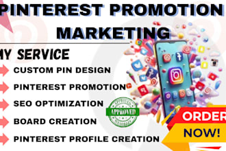 be your pinterest marketing manager design SEO pin and board for promotion