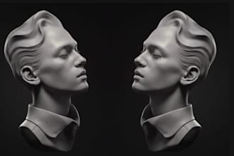 sculpt realistic 3d head, 3d helmet, full body character model, for 3d printing