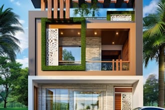 design architectural 3d modern exterior with rendering