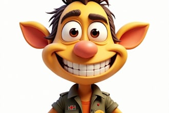 draw funny cartoon character, caricature, logo, portrait