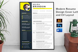 make modern resume design and cover letter  layout