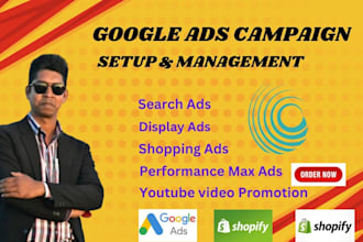 setup and manage google ads adword, ppc ads search and shopping campaign