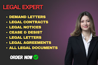 draft contracts, legal notice, legal letter, demand letter, cease and desist