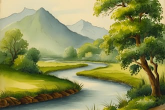 paint traditional watercolor and gouache landscapes