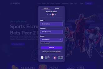 build sports bet website, tournament website, esport website, gym website