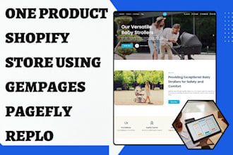 design one product shopify store with gempages pagefly replo