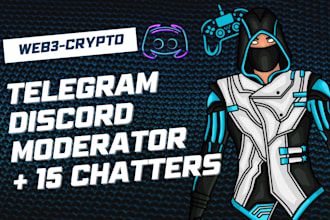 do telegram community manager, discord moderator, sticker 15 chatters