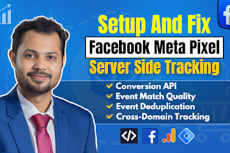 setup and fix facebook meta pixel, conversion API, ga4 server side tracking