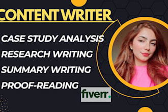 help in case study analysis, research and summary writing