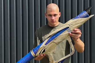 make 3d low poly and hi poly for weapon, game props or cosplay,3d weapon