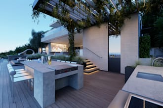 retouch 3d architecture, exterior design, landscape, high resolution, patio, skp