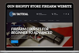 design gun shopify website firearm website machine gun ammunition website