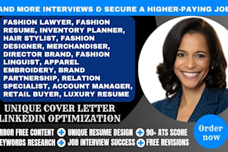 write hairstylist resume, fashion, inventory planner, and fashion lawyer