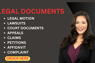 draft lawsuits, complaints, petitions, motions, appeals, mou, injunctions, nda
