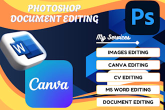 format, recreate, edit ms word document, photoshop document, cv, canva editing