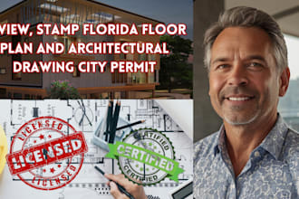 review stamp seal florida architectural mep drawing  floor plan city permit