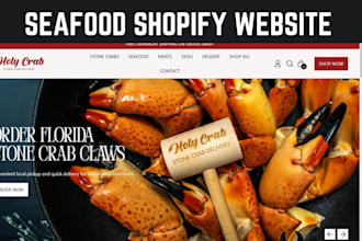 design fish website seafood shopify store crab aquarium website