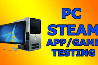 test and review your pc steam game app on PC or mac