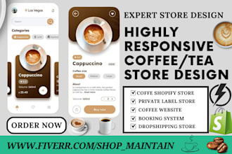 launch hot private label coffee shopify store, tea brand website, coffee website