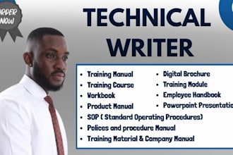 develop training manual, user guide, product manual, employee handbook, workbook