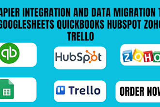 zapier integration data migration from googlesheets quickbooks hubspot zoho trel