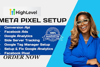 setup gohighlevel meta pixel facebook pixel conversion api google analytics