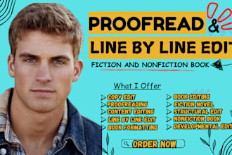 proofread memoir, line edit your fantasy fiction novel, romance book