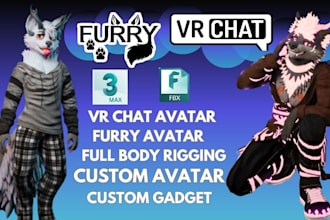 vrchat avatar, furry, nsfw design, fursona 3d model, vtuber, animaze, vseeface