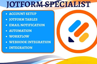 setup jotform tables email notification automation workflow webhook integration