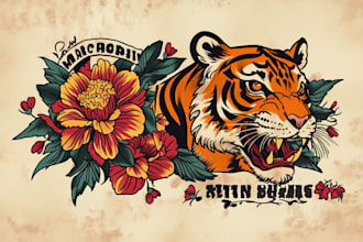 create any design in old school tattoo style