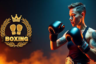 design girl, woman boxing logo for your company