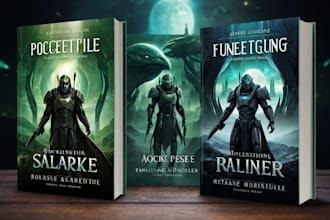 create professional fantasy book cover and sci fi book cover