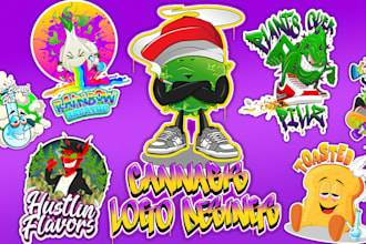 do cannabis, marijuana, weed, hemp, cbd and mascot logo with creative thinking