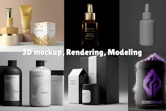 do 3d product rendering, modelling, 3d mockup, 3d design, 3d product animation
