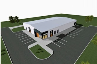 make cgi 3d warehouse design, 3d industrial building with realistic rendering