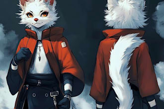 draw furry art, original furry character, with anime style