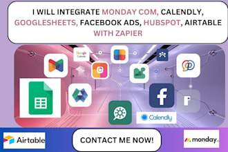 integrate monday calendly googlesheets facebook ads hubspot airtable with zapier