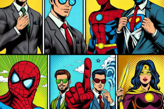 create professional comic superhero pop art portraits