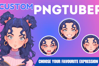 draw chibi png tuber for pngtuber plus stream, twitch ,discord , vtuber