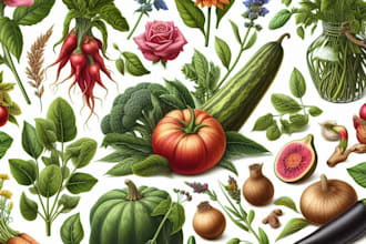 draw your flowers fruits vegetable and botanical plants