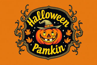 do amazing halloween pumpkin logo with free source file